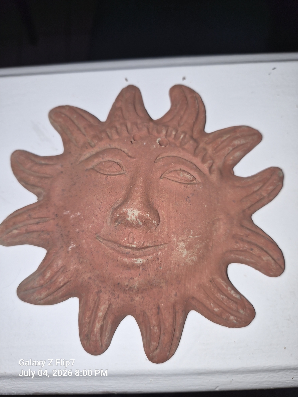 Rustic Sun Face Wall Décor Pair - Terracotta Finish 2pcs. - Picture 5 of 9